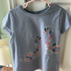 Tea Collection Blue Tee with Swan Design